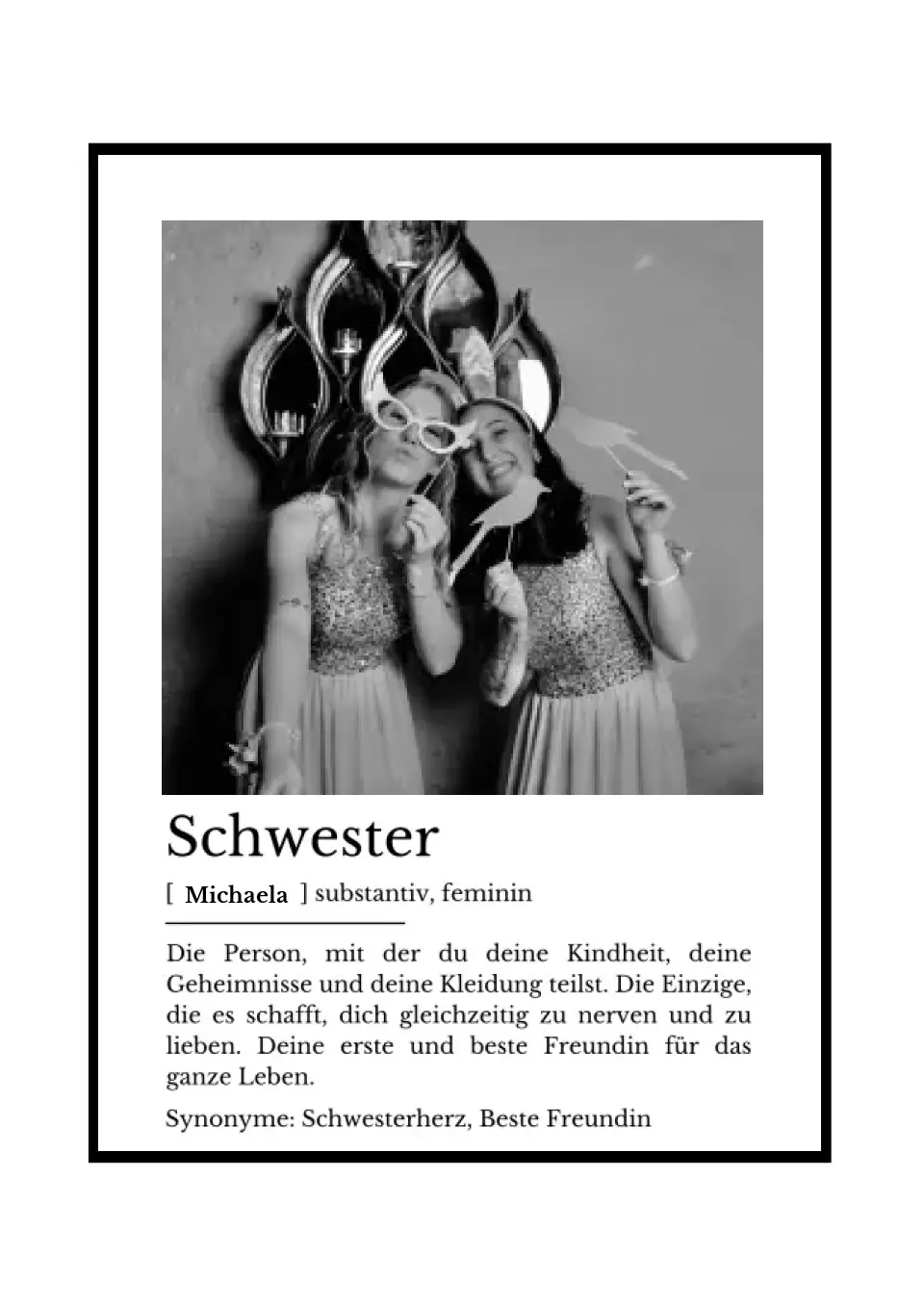 Personalisiertes Fotoposter "Schwester"